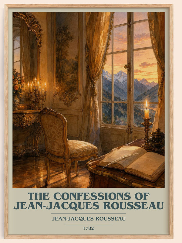 The Confessions of Jean-Jacques Rousseau book cover book poster by Jean-Jacques Rousseau – framed literary art print