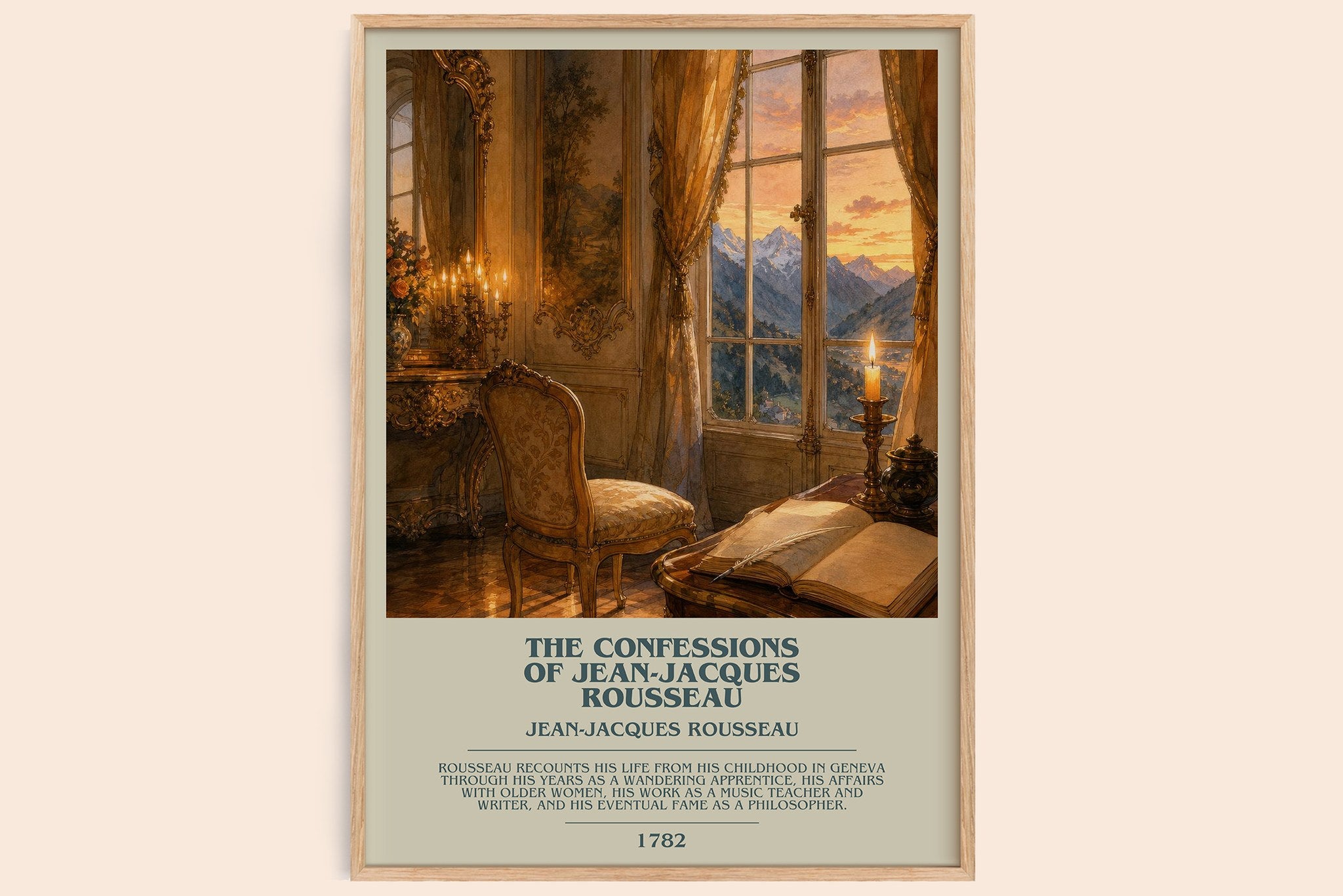 Confessions of Jean-Jacques Rousseau Bookish Wall Art by J. Rousseau