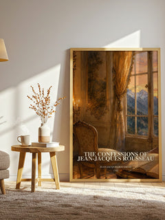 The Confessions of Jean-Jacques Rousseau watercolour print in frame leaning in hallway – memoir wall art