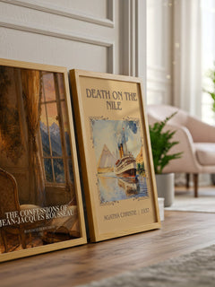 The Confessions of Jean-Jacques Rousseau watercolour print framed by window – literary home decor