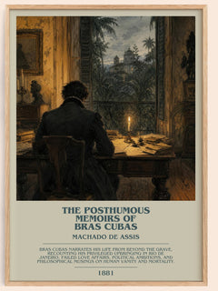 The Posthumous Memoirs of Bras Cubas bookish book poster by Machado de Assis – framed literary art print