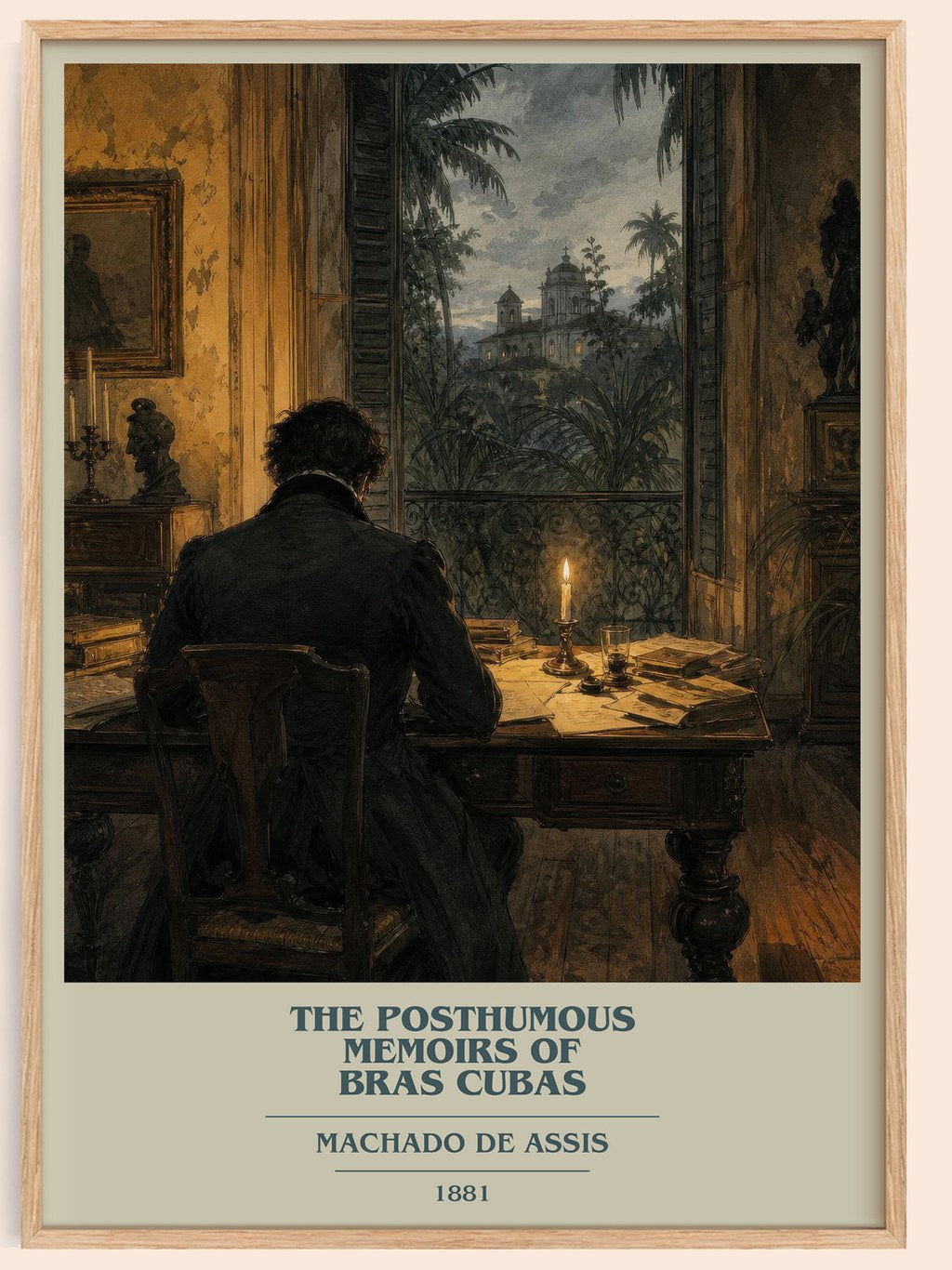 The Posthumous Memoirs of Bras Cubas book cover book poster by Machado de Assis – framed literary art print