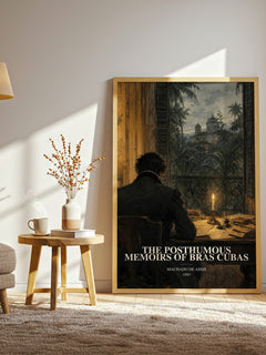 The Posthumous Memoirs of Bras Cubas watercolour print in frame leaning in hallway – satire wall art