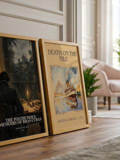 The Posthumous Memoirs of Bras Cubas watercolour print framed by window – literary home decor