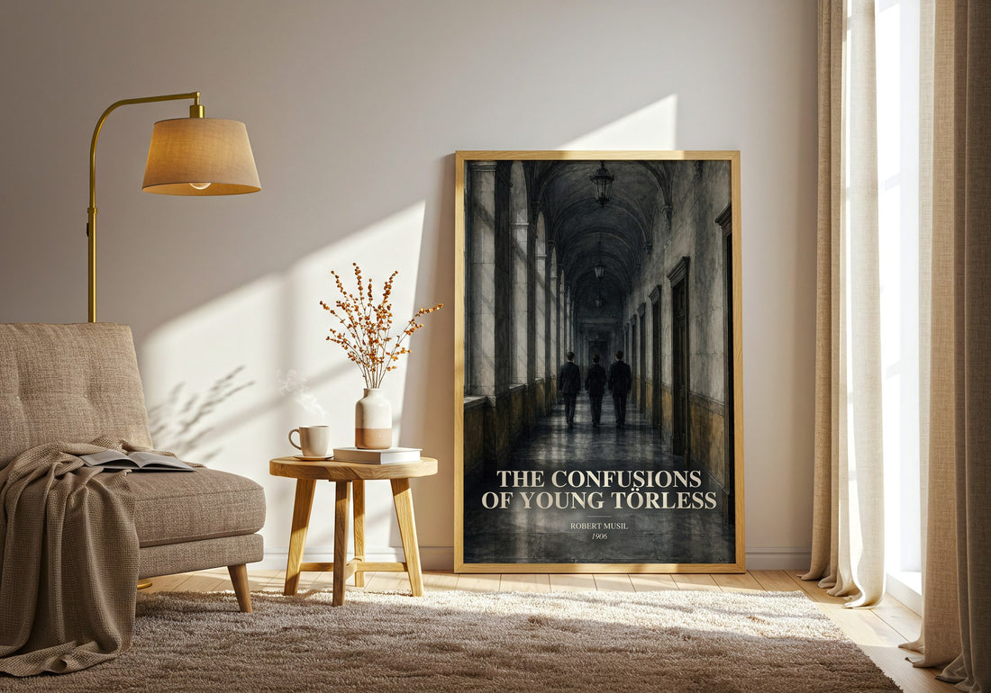 The Confusions of Young Törless watercolour print in frame leaning in hallway – literary fiction wall art