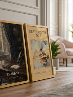 Clarissa watercolour print framed by window – literary home decor