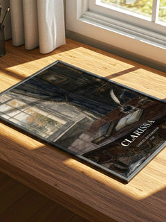 Clarissa watercolour book poster framed on wall – classic literature wall art