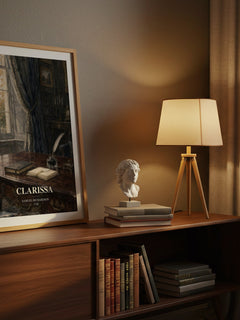 Clarissa watercolour print on bookshelf – Samuel Richardson fan gift