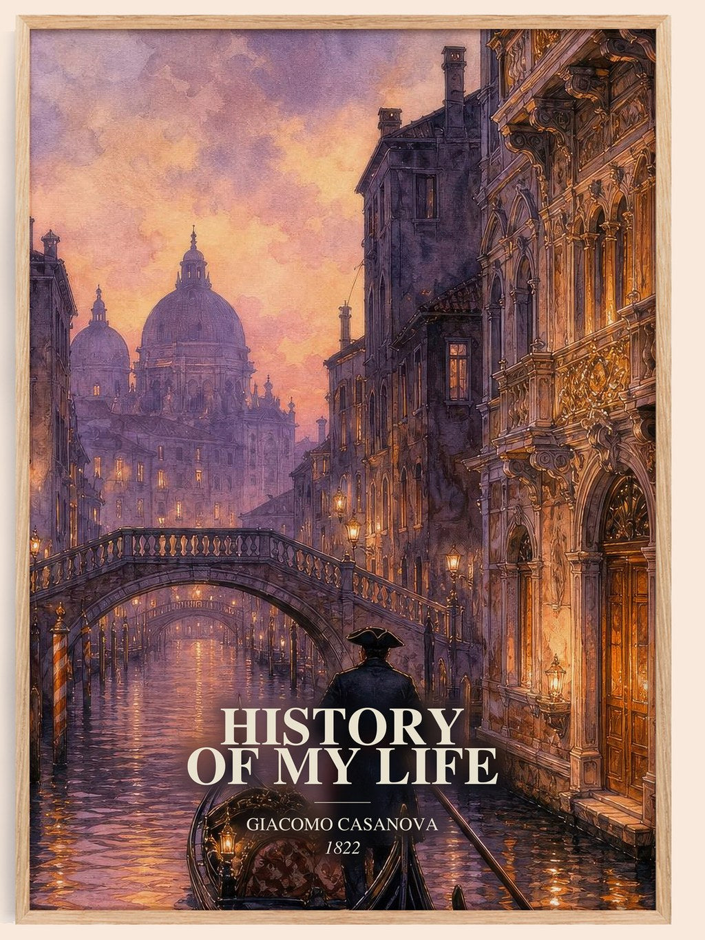 History of My Life watercolour book poster by Giacomo Casanova – framed literary art print