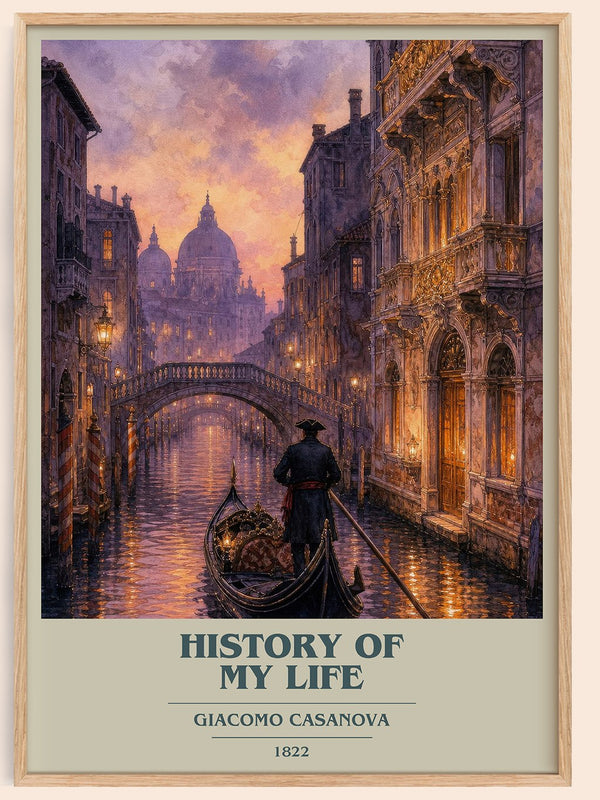 History of My Life book cover book poster by Giacomo Casanova – framed literary art print