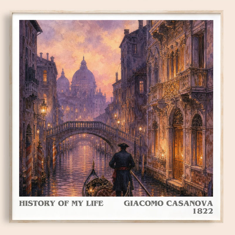 History of My Life literary book poster by Giacomo Casanova – framed literary art print
