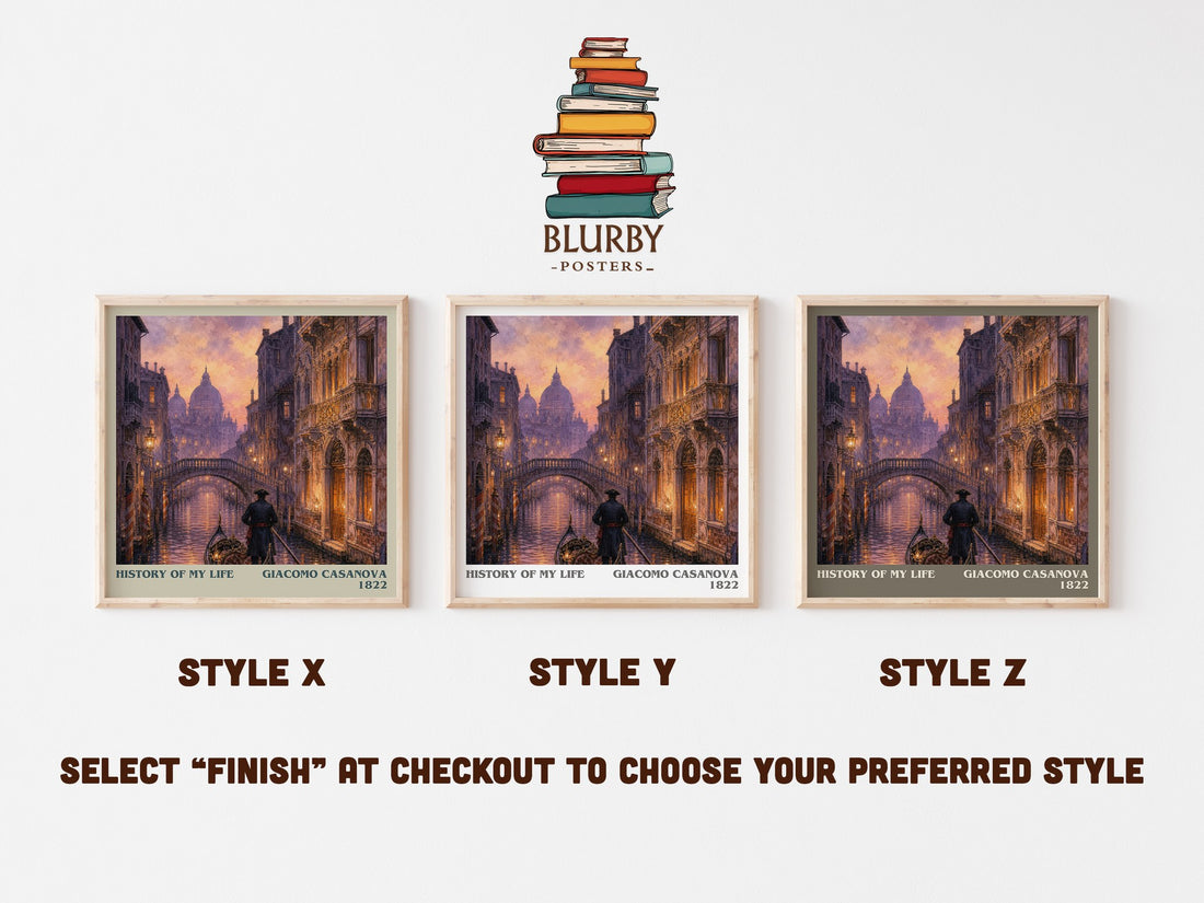 History of My Life literary print in frame leaning in hallway – memoir wall art (mockup)