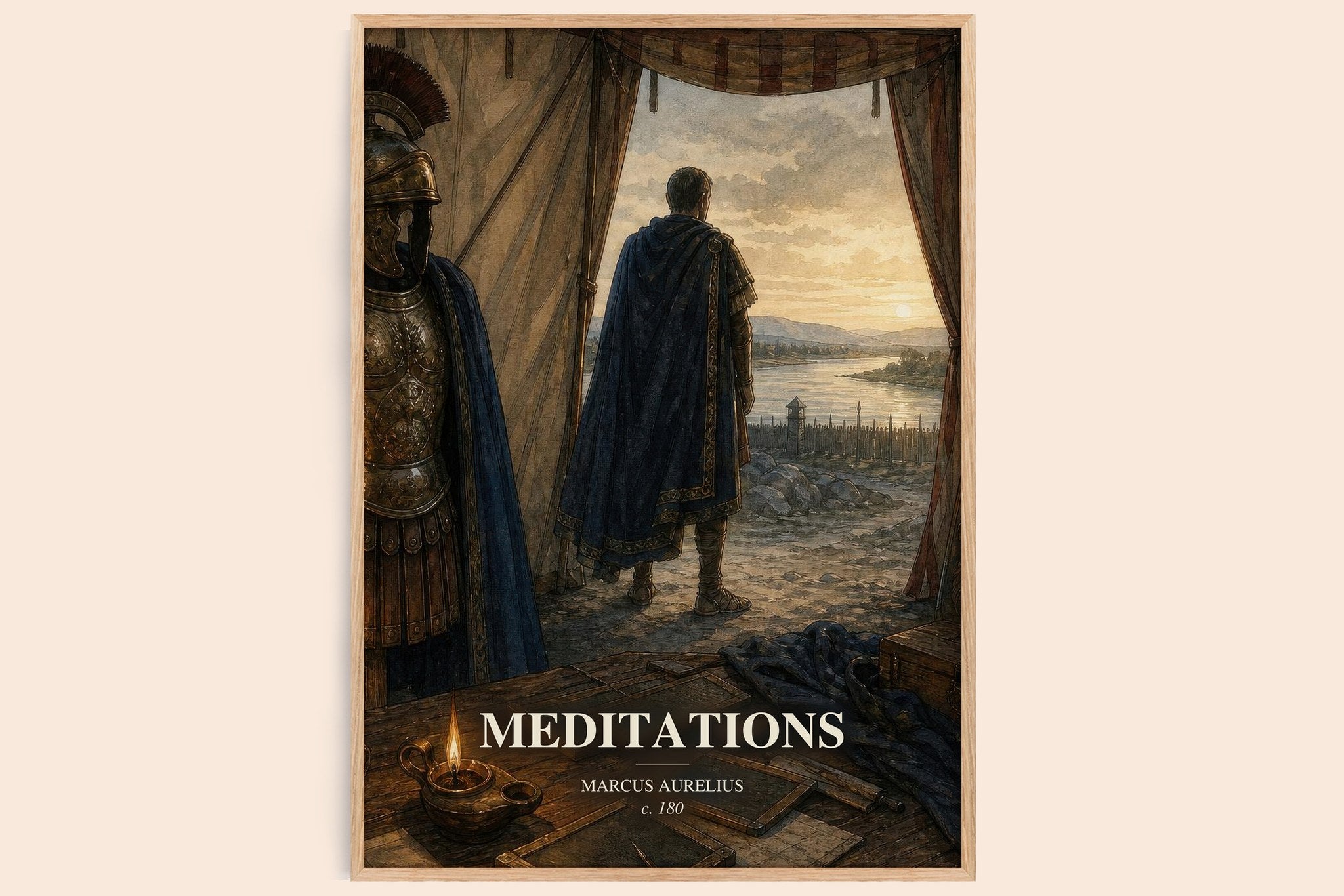 Meditations Book Watercolour Illustration by Marcus Aurelius