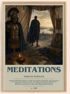 Meditations bookish book poster by Marcus Aurelius – framed literary art print