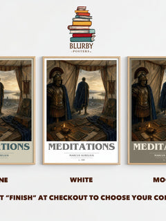Meditations book cover print framed by window – Stone, White and Mocha side by side – choose your colour