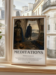 Meditations bookish print in frame leaning in hallway – philosophy wall art