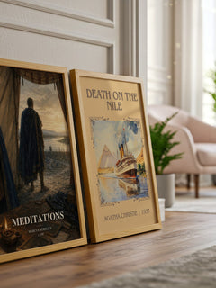 Meditations watercolour print framed by window – literary home decor