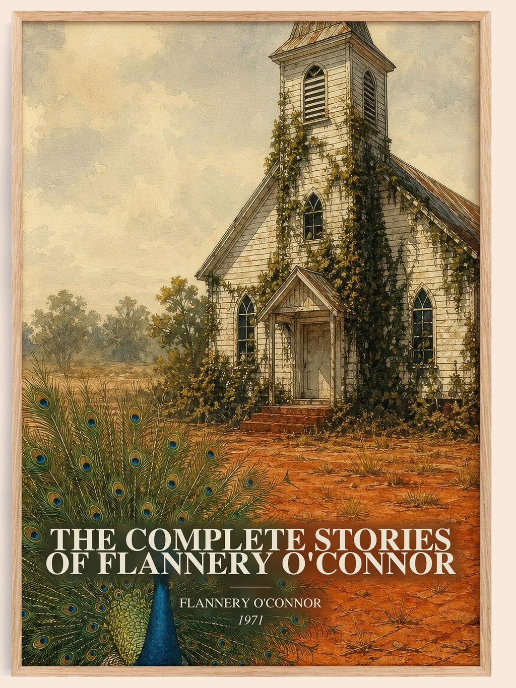 The Complete Stories of Flannery O'Connor watercolour book poster by Flannery O'Connor – framed literary art print