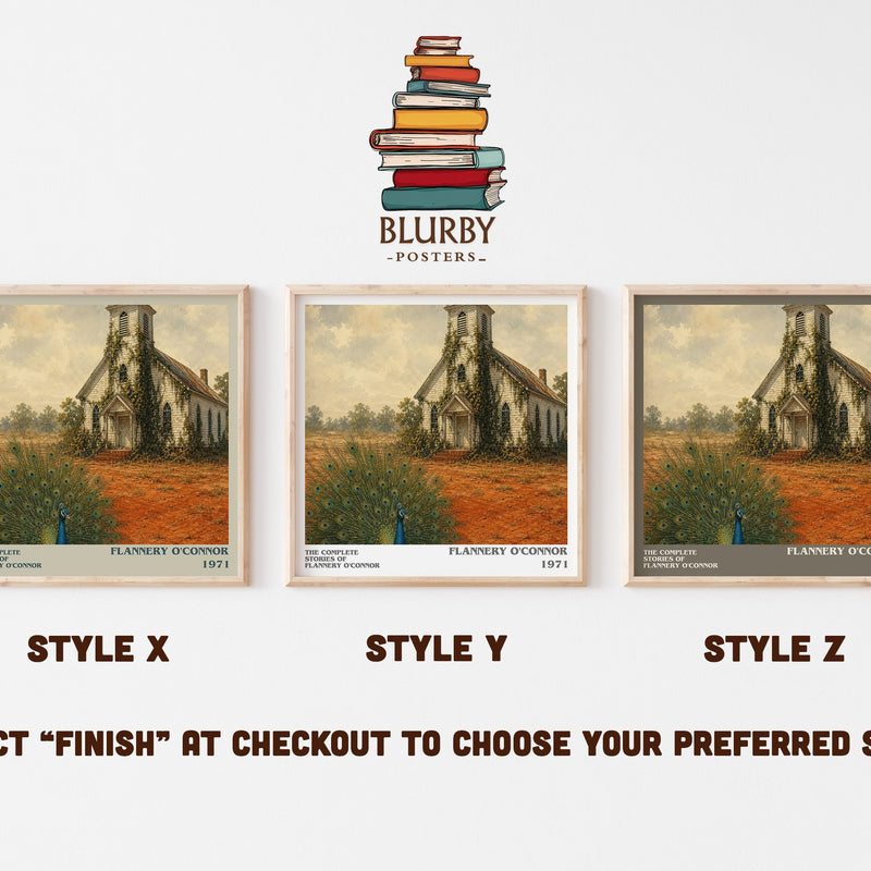 The Complete Stories of Flannery O'Connor literary print in frame leaning in hallway – literary fiction wall art