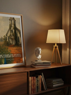 The Complete Stories of Flannery O'Connor watercolour print on bookshelf – Flannery O'Connor fan gift