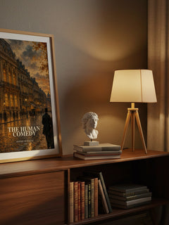 The Human Comedy watercolour print on bookshelf – Honoré de Balzac fan gift