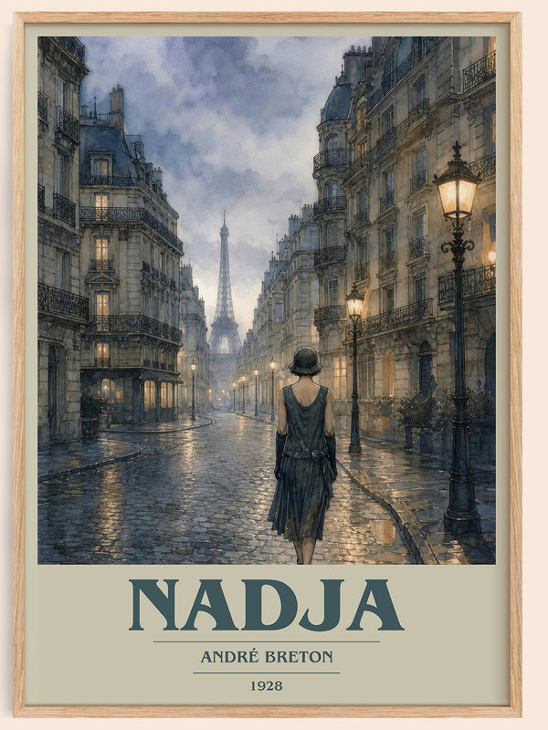 Nadja book cover book poster by André Breton – framed literary art print