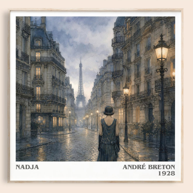 Nadja literary book poster by André Breton – framed literary art print