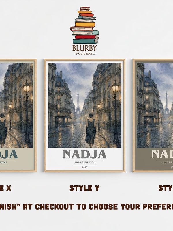 Nadja book cover print in frame leaning in hallway – literary fiction wall art