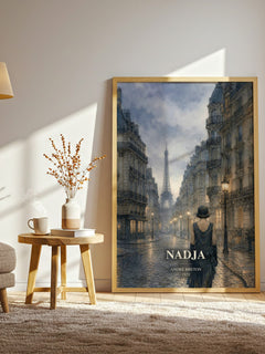 Nadja watercolour print in frame leaning in hallway – literary fiction wall art