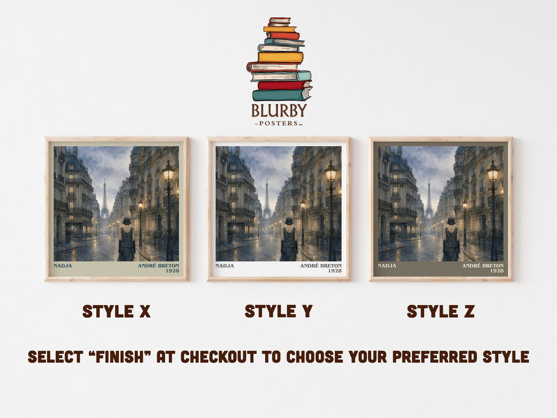 Nadja literary print in frame leaning in hallway – literary fiction wall art (mockup)