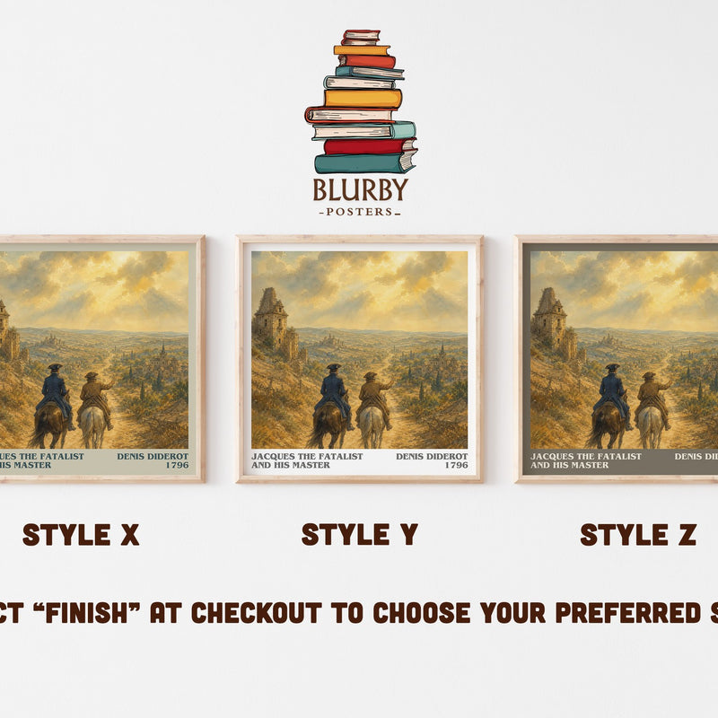 Jacques the Fatalist and His Master literary print in frame leaning in hallway – philosophy wall art