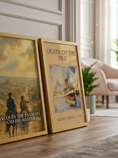 Jacques the Fatalist and His Master watercolour print framed by window – literary home decor