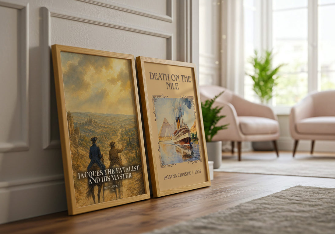 Jacques the Fatalist and His Master watercolour print framed by window – literary home decor