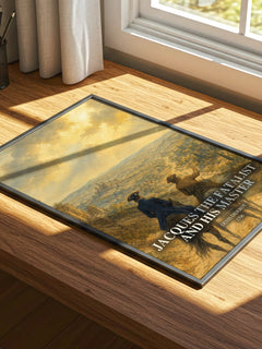 Jacques the Fatalist and His Master watercolour book poster framed on wall – philosophy wall art