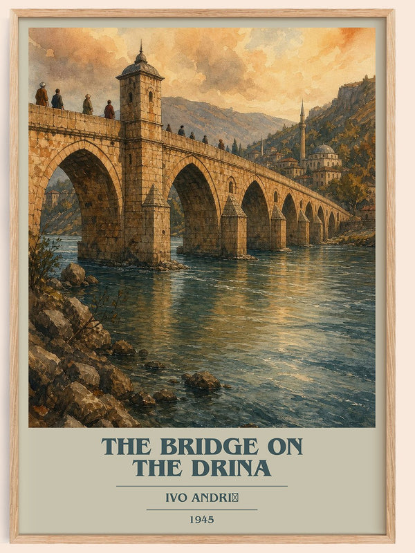 The Bridge on the Drina book cover book poster by Ivo Andrić – framed literary art print