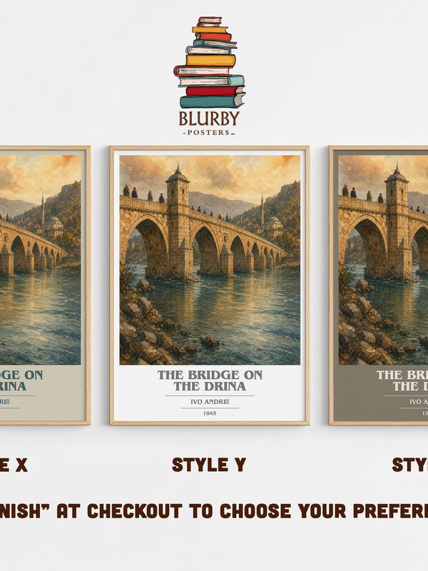 The Bridge on the Drina book cover print in frame leaning in hallway – historical fiction wall art