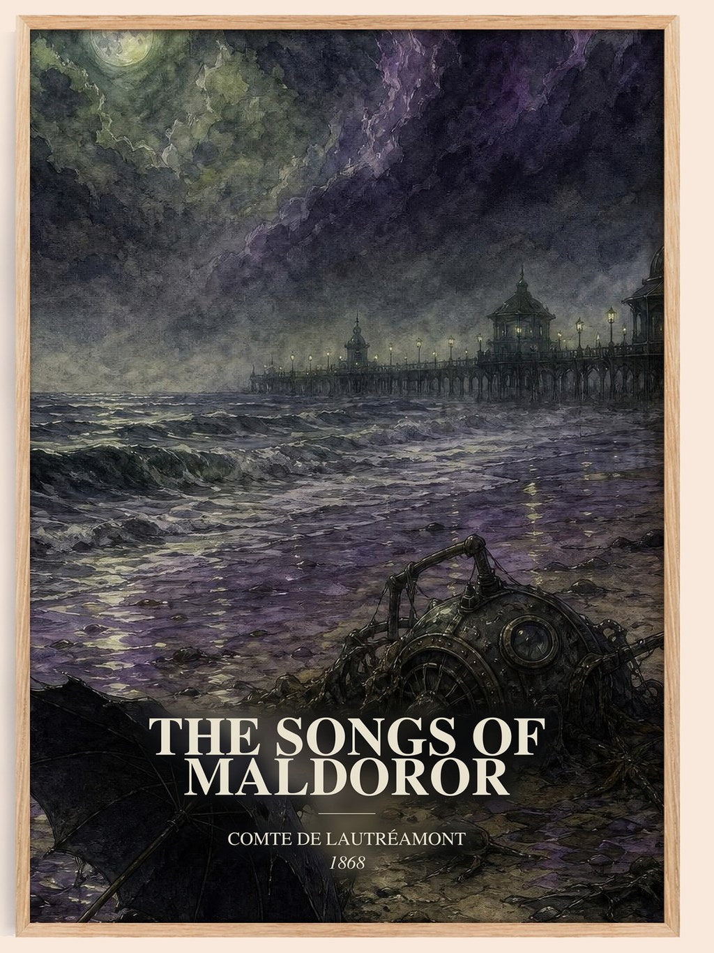 The Songs of Maldoror watercolour book poster by Comte de Lautréamont – framed literary art print