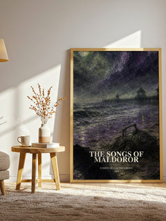 The Songs of Maldoror watercolour print in frame leaning in hallway – poetry wall art