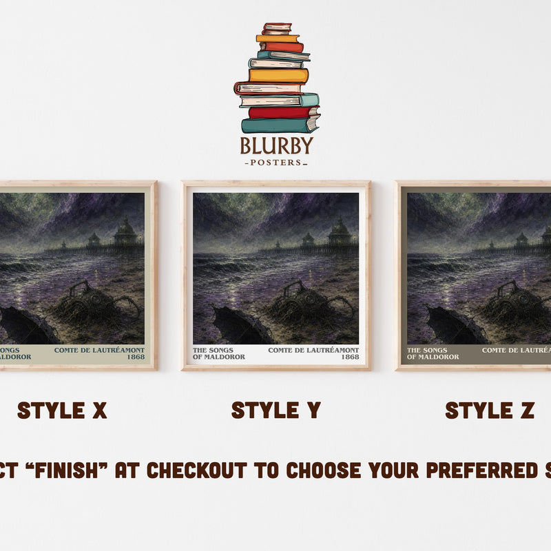 The Songs of Maldoror literary print in frame leaning in hallway – poetry wall art
