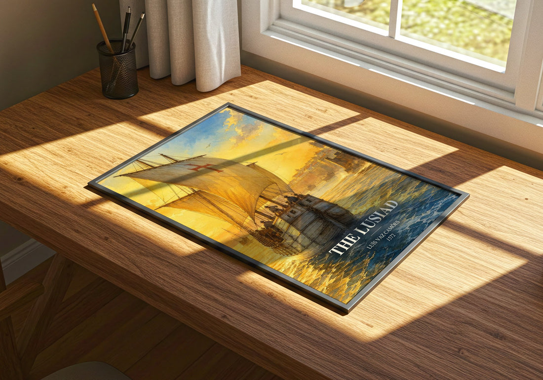 The Lusiad watercolour book poster framed on wall – poetry wall art