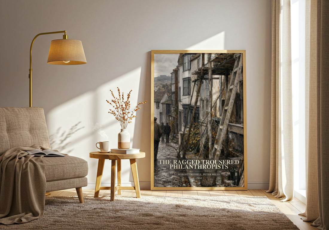 The Ragged Trousered Philanthropists watercolour print in frame leaning in hallway – classic literature wall art