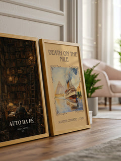 Auto Da Fé watercolour print framed by window – literary home decor