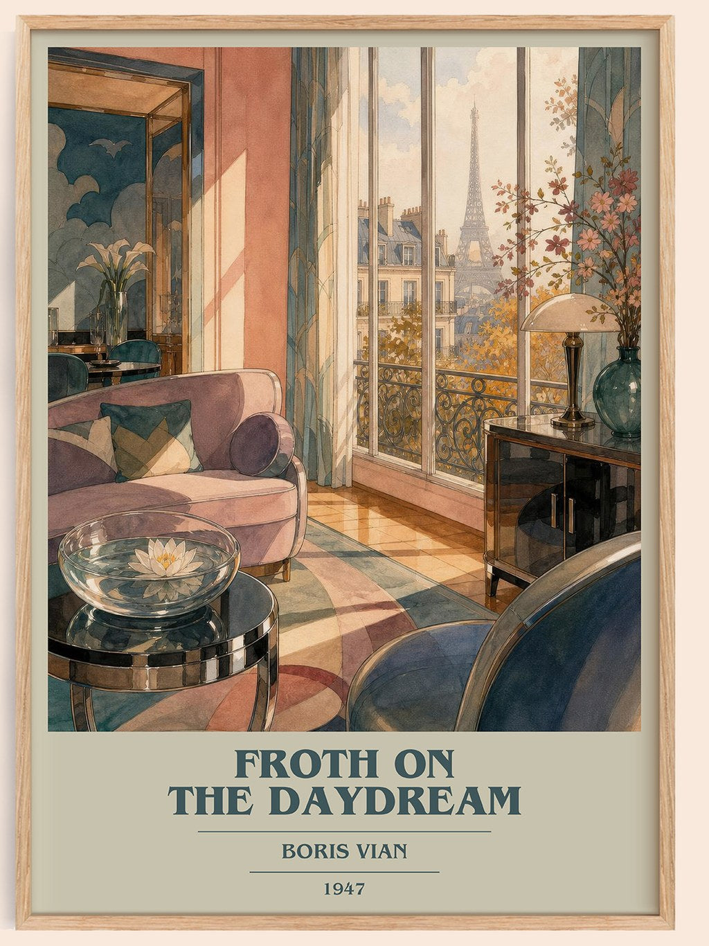 Froth on the daydream book cover book poster by Boris Vian – framed literary art print