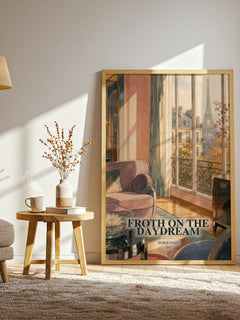 Froth on the daydream watercolour print in frame leaning in hallway – literary fiction wall art