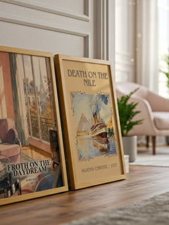 Froth on the daydream watercolour print framed by window – literary home decor