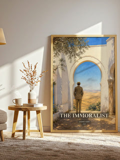 The Immoralist watercolour print in frame leaning in hallway – literary fiction wall art