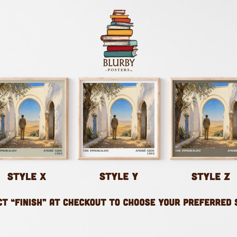The Immoralist literary print in frame leaning in hallway – literary fiction wall art