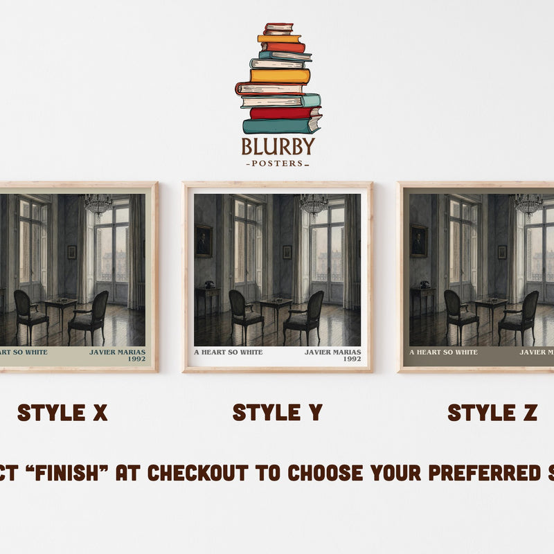 A Heart So White literary print in frame leaning in hallway – literary fiction wall art