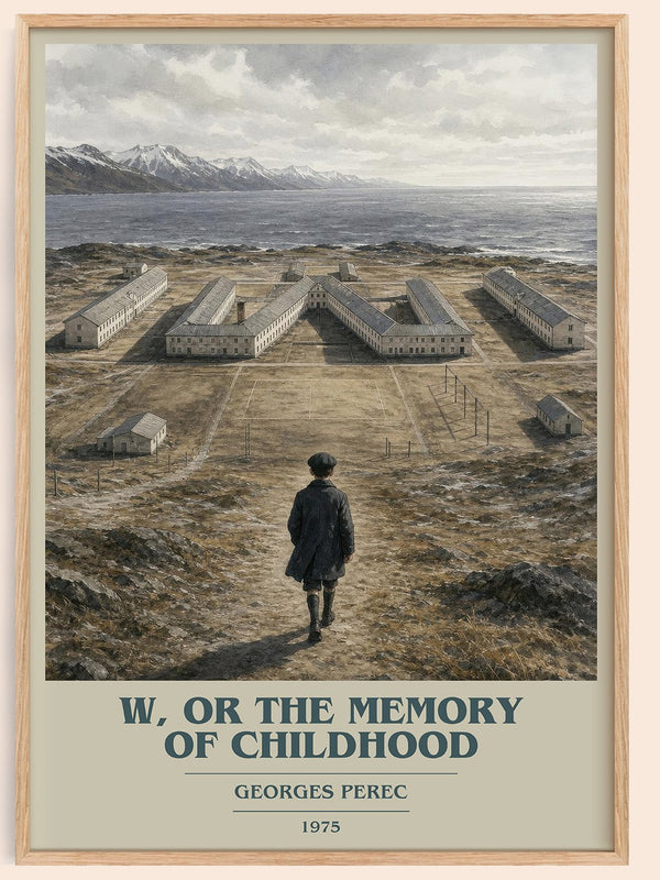 W, or the Memory of Childhood book cover book poster by Georges Perec – framed literary art print