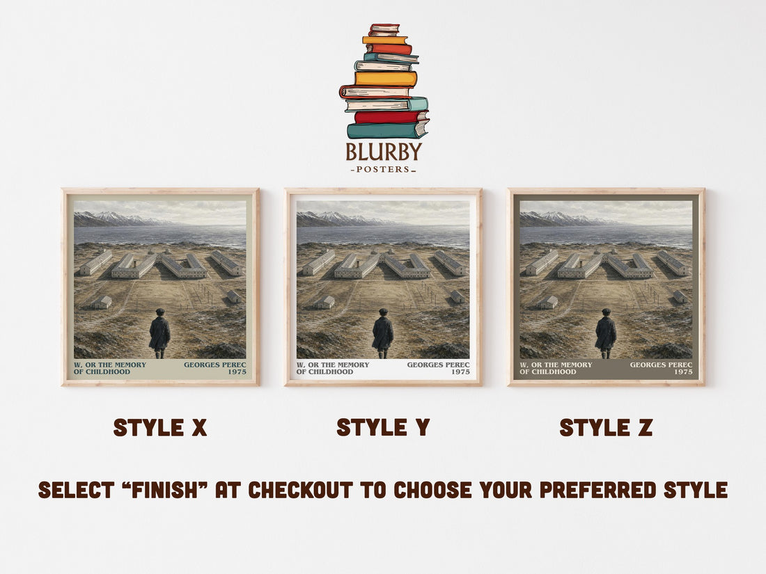W, or the Memory of Childhood literary print in frame leaning in hallway – literary fiction wall art (mockup)